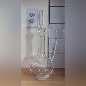 Pasabahce Glass Decanter Tall with Bulbous Base Minimalist Handmade In Turkey